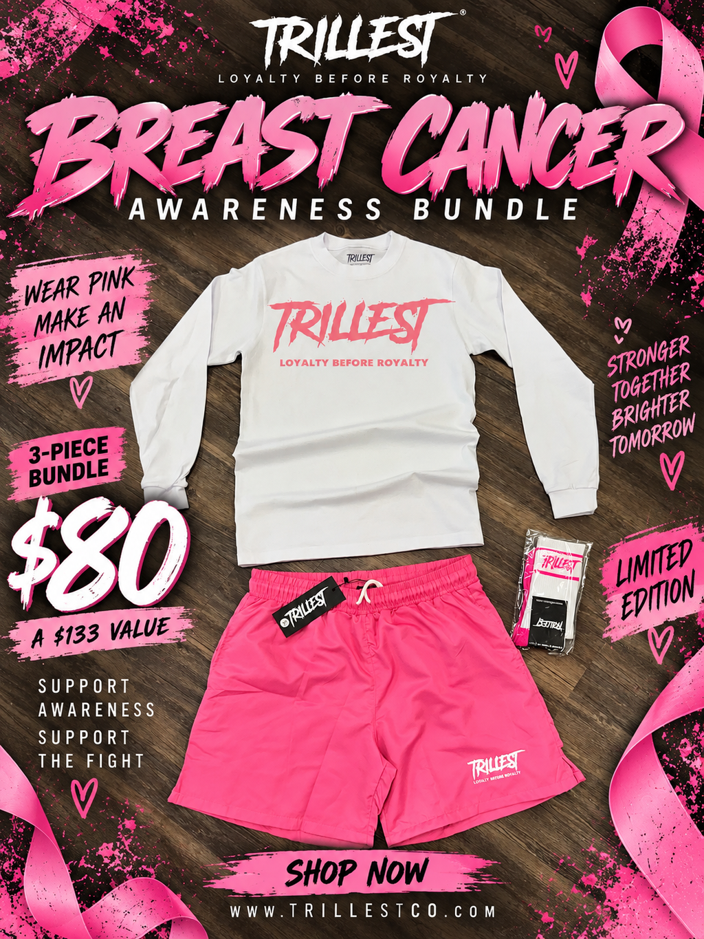 Pinktober Bundle (Long Sleeve Shirt, Shorts, Socks)
