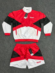 Trillest Panel Windbreaker Shorts - Red\Black\White