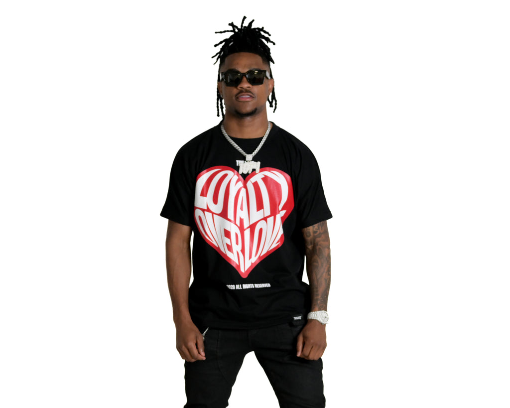 Loyalty Over Love Heart Tee - Black