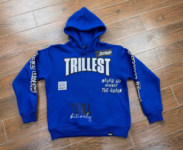 Multi Logo All Over Hoodie  - Royal Blue