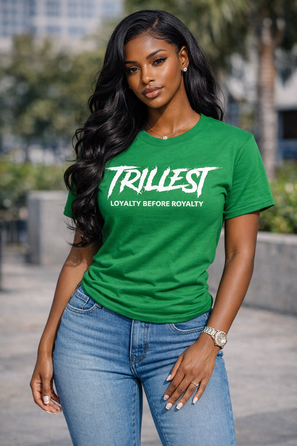 $5 Trillest Tee - Green/White