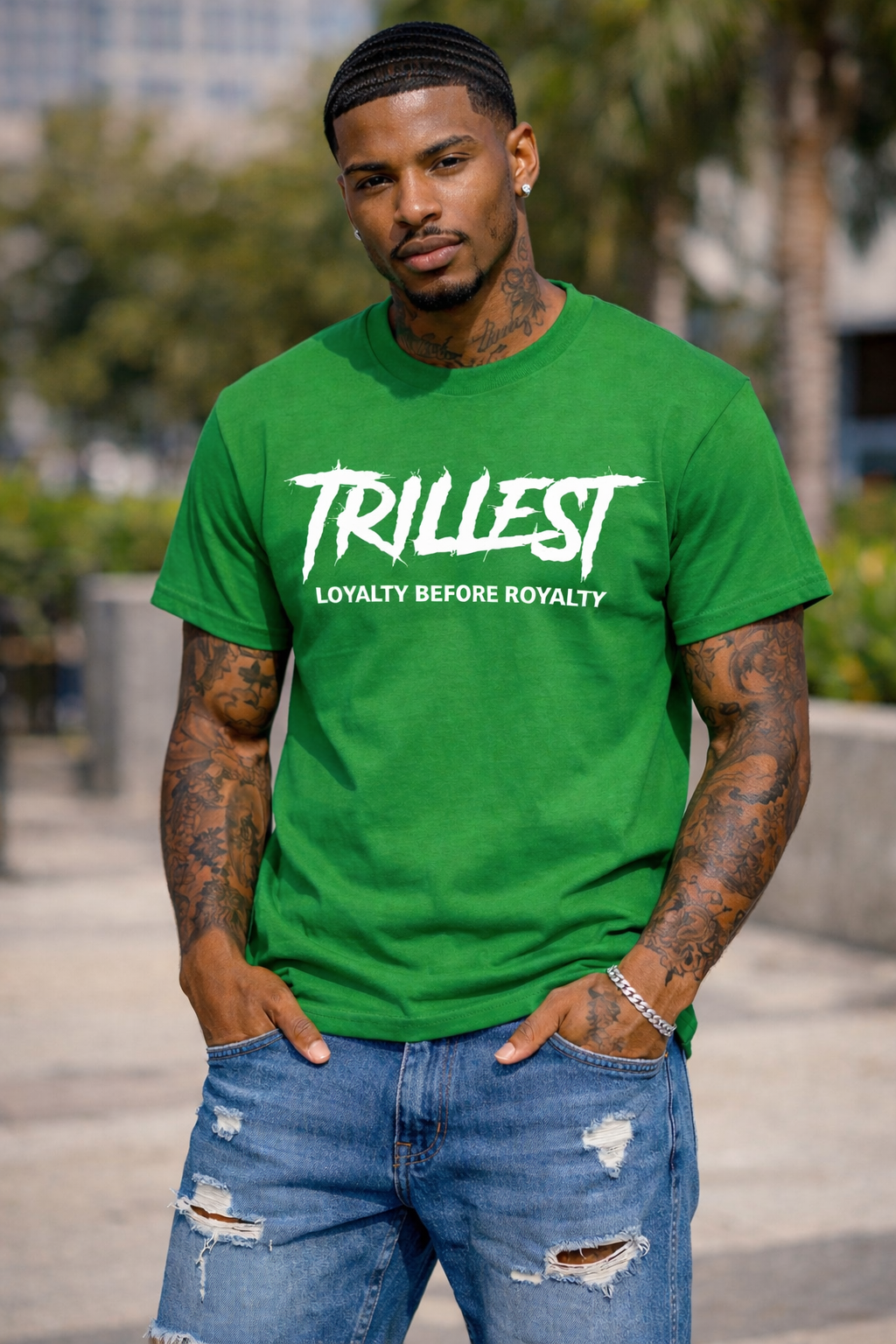 $5 Trillest Tee - Green/White