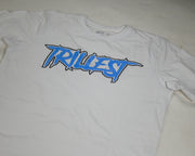 Signature Logo Outlined Tee (New & Improved) - White/Sky Blue