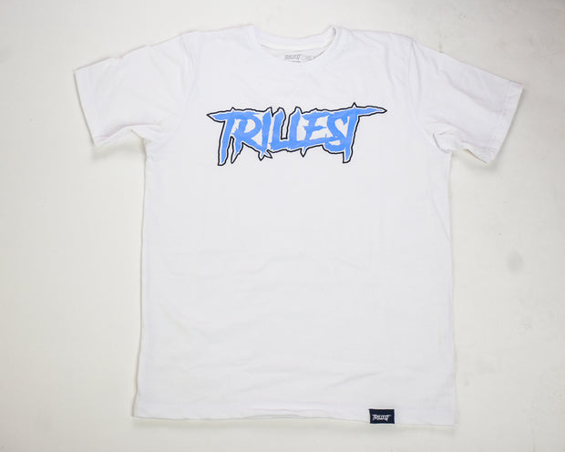 Signature Logo Outlined Tee (New & Improved) - White/Sky Blue