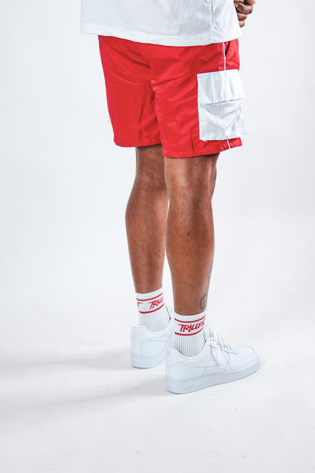 Cargo Nylon Trillest Shorts - Red/White