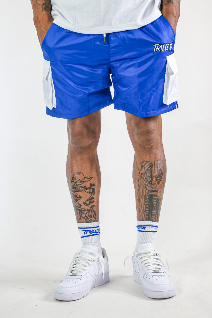 Cargo Nylon Trillest Shorts - Royal/White