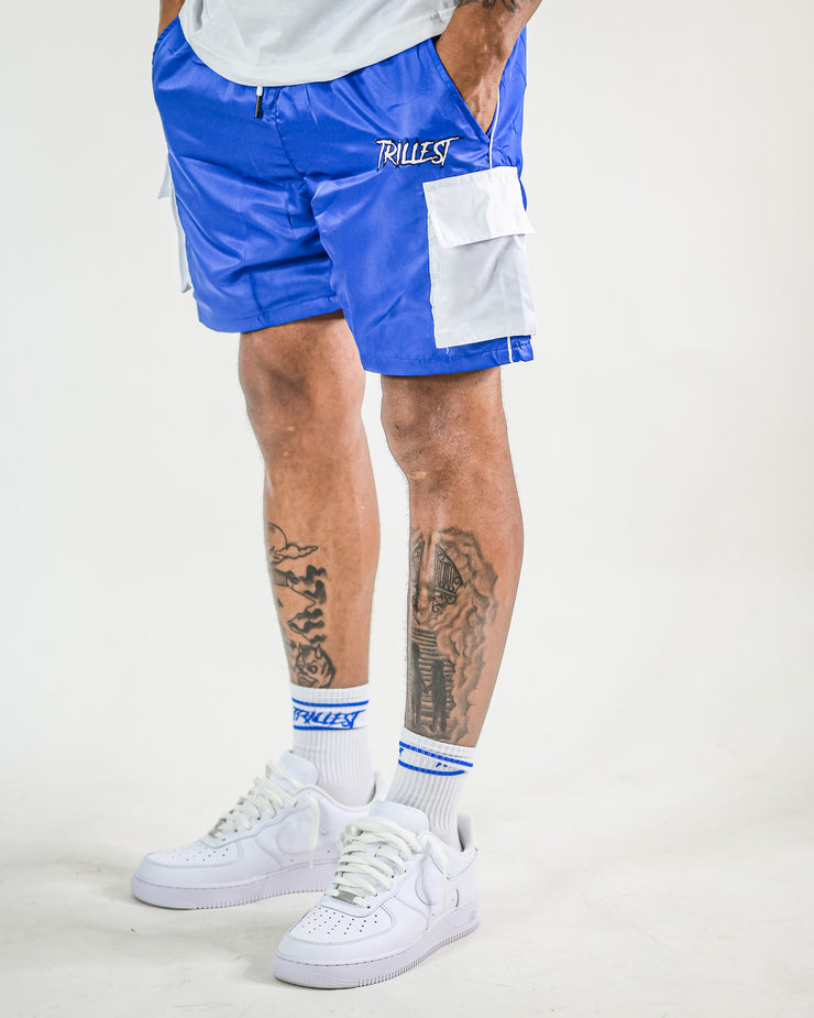 Cargo Nylon Trillest Shorts - Royal/White