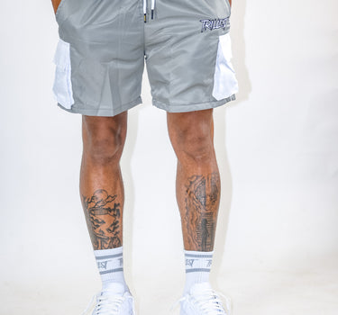 Cargo Nylon Trillest Shorts - Gray/White