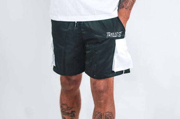 Cargo Nylon Trillest Shorts - Black/White