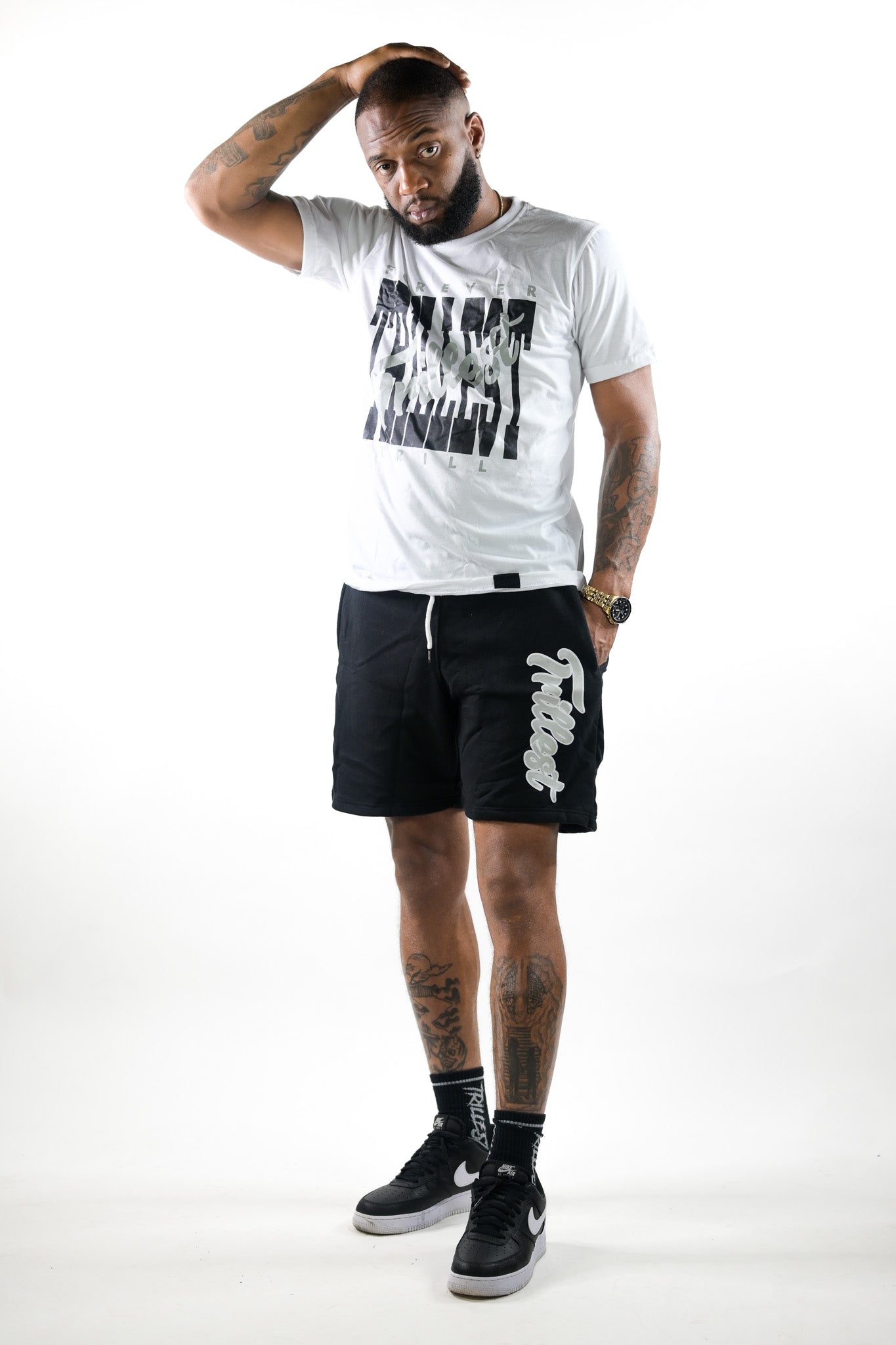 Cursive Trillest Logo Tee - White/Black/Gray