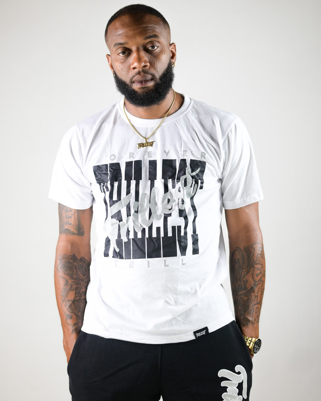 Cursive Trillest Logo Tee - White/Black/Gray