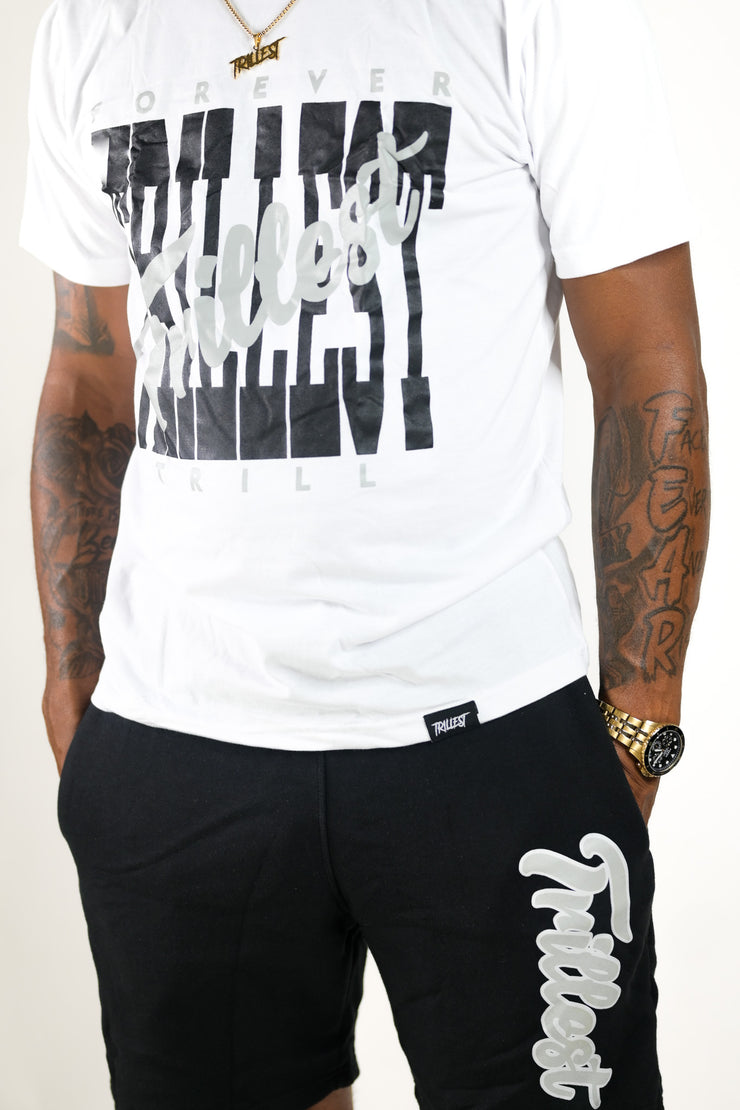 Cursive Trillest Logo Tee - White/Black/Gray