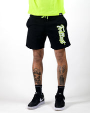 Cursive Trillest Shorts - Black/White/Volt Green