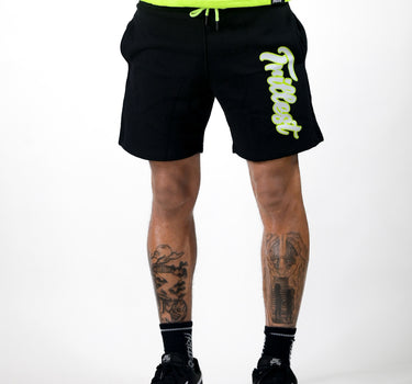 Cursive Trillest Shorts - Black/White/Volt Green