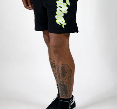 Cursive Trillest Shorts - Black/White/Volt Green