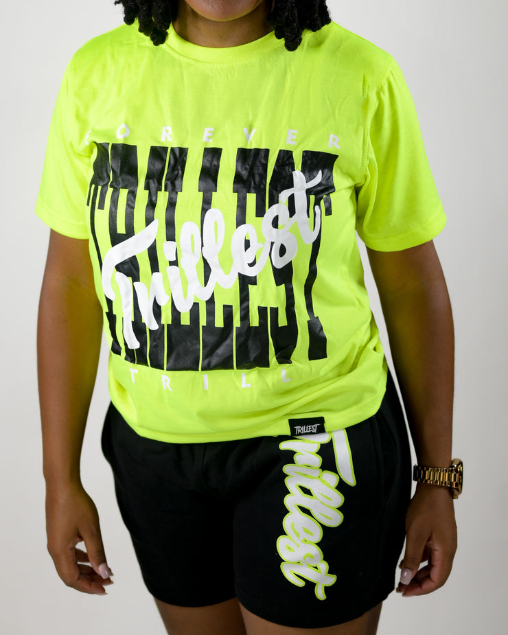 Cursive Trillest Logo Tee - Volt Green/Black/White