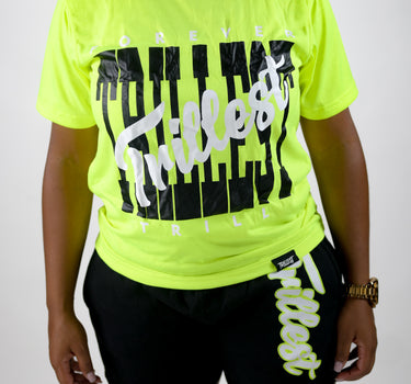 Cursive Trillest Logo Tee - Volt Green/Black/White