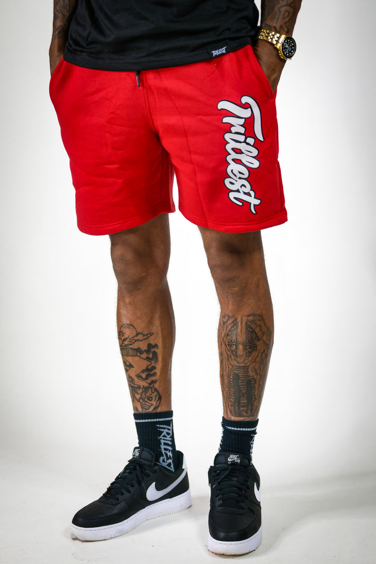 Cursive Trillest Shorts - Red/White/Black