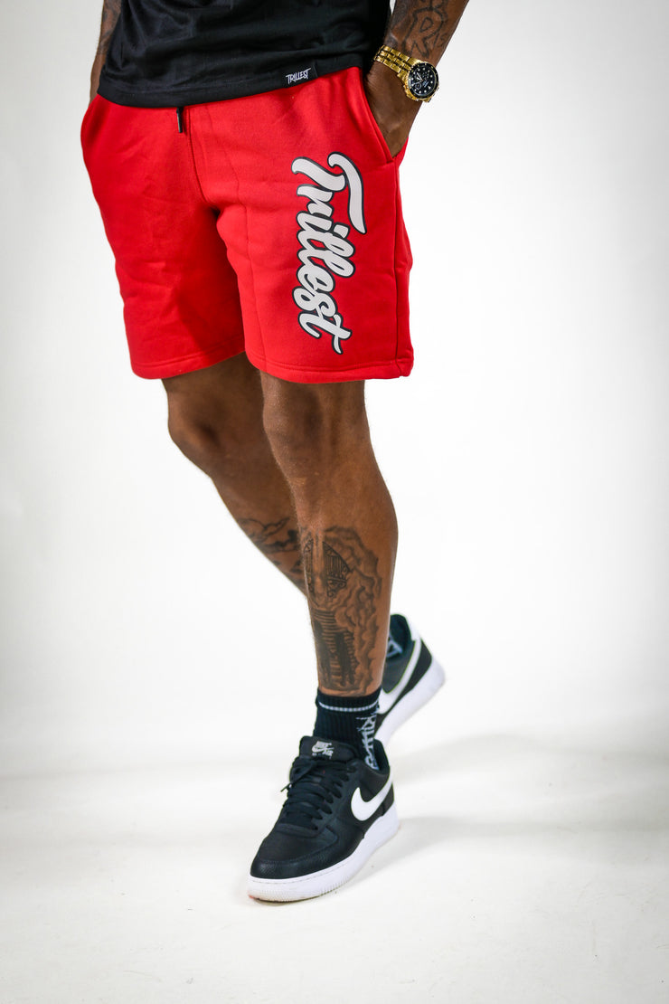 Cursive Trillest Shorts - Red/White/Black