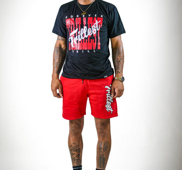 Cursive Trillest Shorts - Red/White/Black
