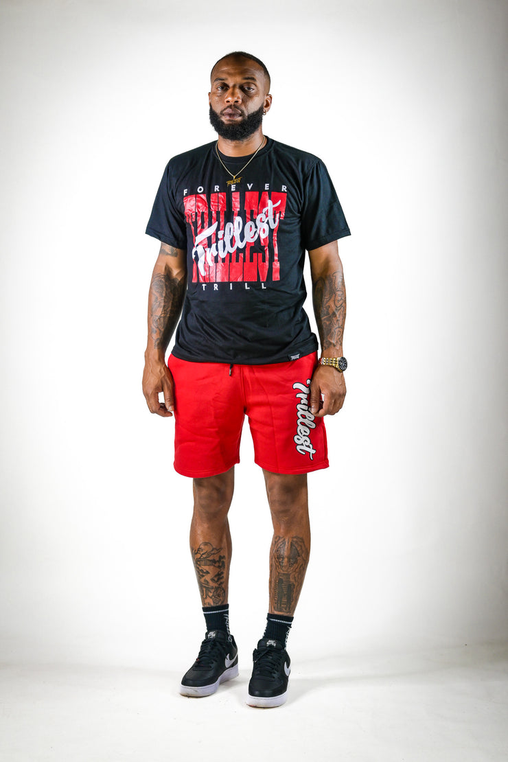 Cursive Trillest Shorts - Red/White/Black