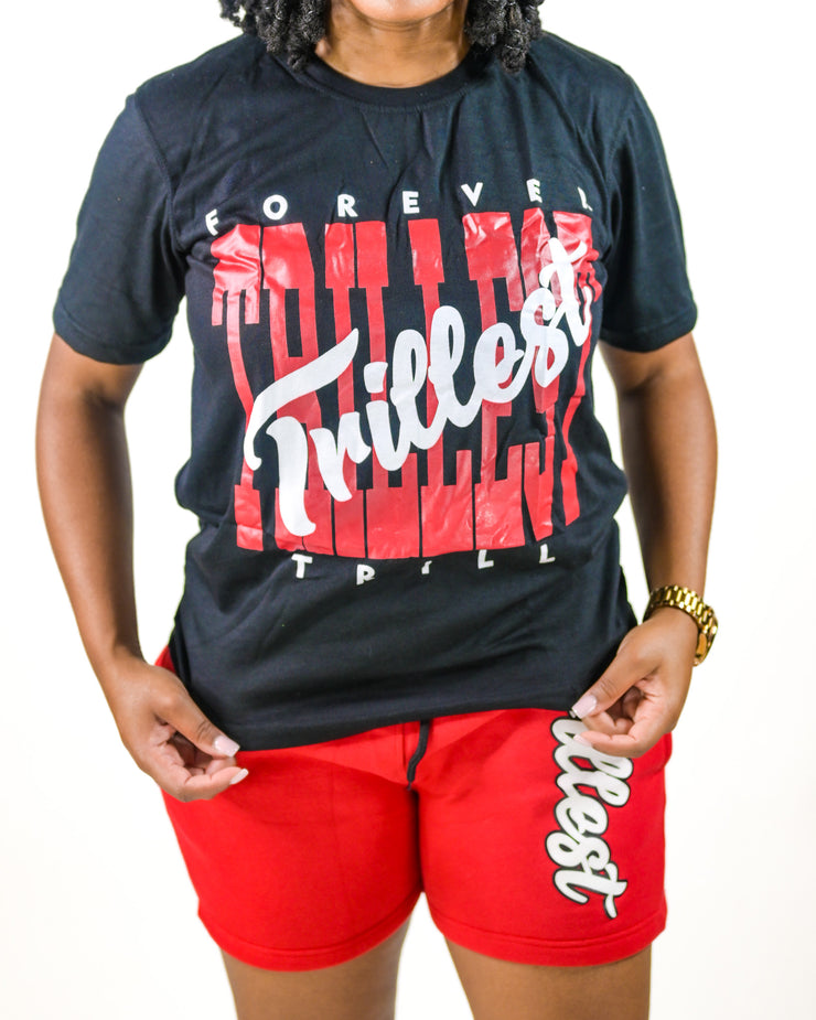 Cursive Women Trillest Shorts - Red/White/Black