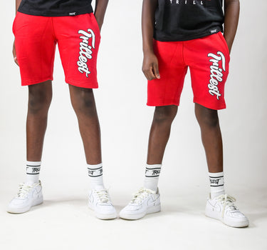 Cursive Trillest Big Kids Shorts - Black/Red