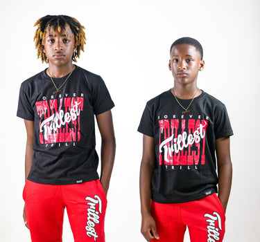 Cursive Trillest Big Kids Tee - Black/Red