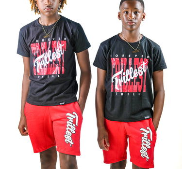Cursive Trillest Big Kids Tee - Black/Red