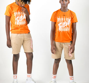 Cursive Trillest Big Kids Tee - Orange/Cream