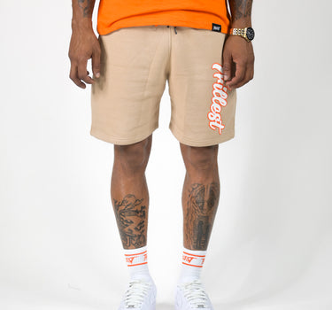 Cursive Trillest Shorts - Cream/White/Orange