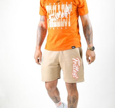 Cursive Trillest Shorts - Cream/White/Orange