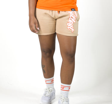 Cursive Women Trillest Shorts - Cream/White/Orange