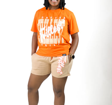 Cursive Women Trillest Shorts - Cream/White/Orange