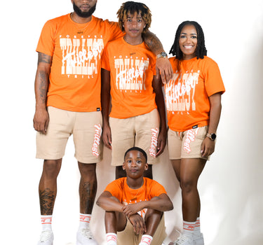 Cursive Trillest Big Kids Tee - Orange/Cream
