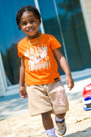 Cursive Trillest Lil' Kids Shorts - Orange/Cream