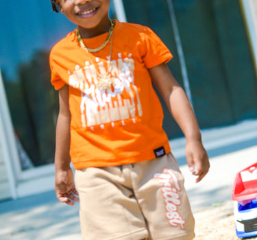 Cursive Trillest Lil' Kids Shorts - Orange/Cream