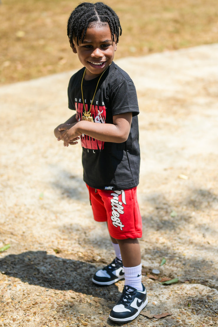 Cursive Trillest Lil' Kids Shorts - Black/Red