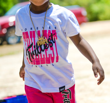 Cursive Trillest Lil' Kids Tee - White/Hot Pink