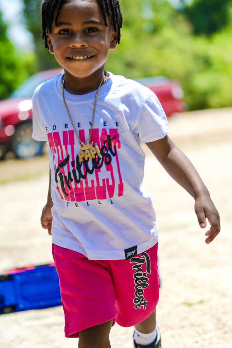 Cursive Trillest Lil' Kids Tee - White/Hot Pink