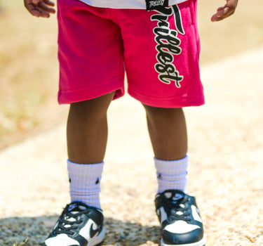 Cursive Trillest Lil' Kids Shorts - White/Hot Pink