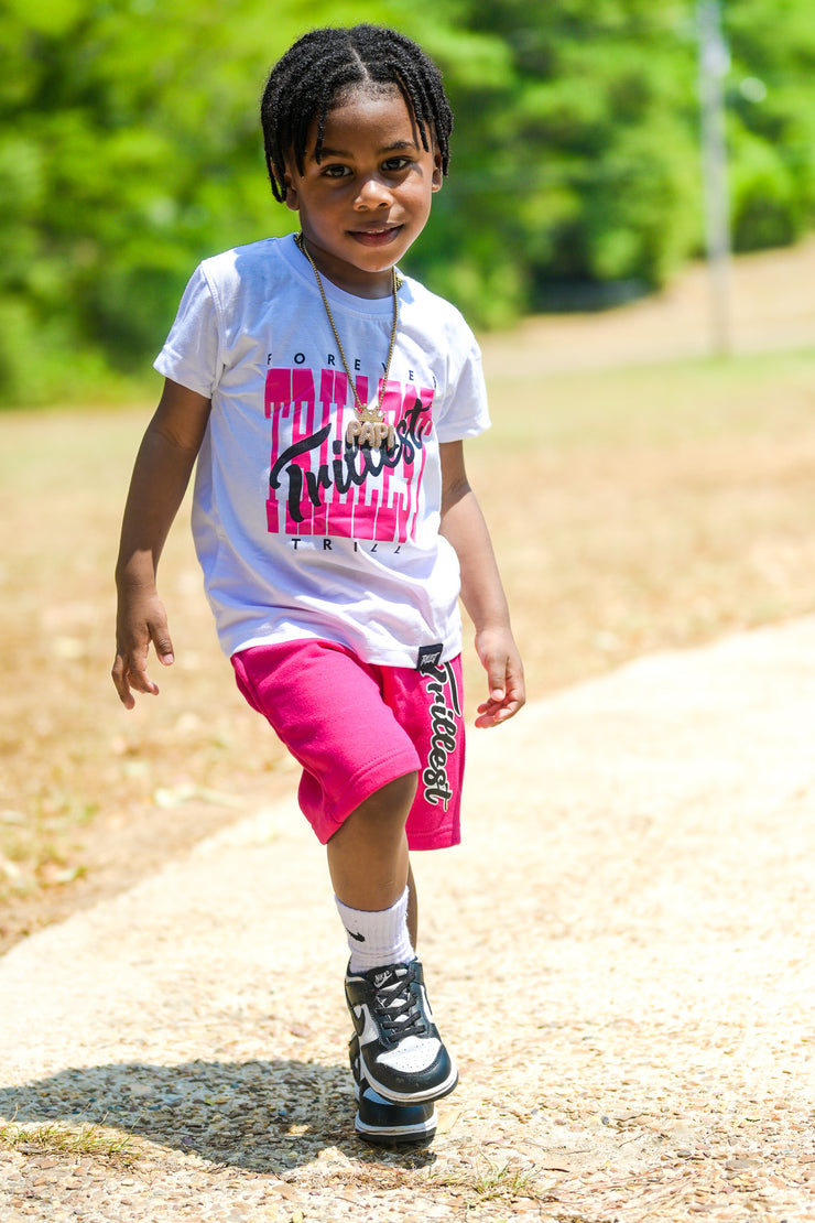 Cursive Trillest Lil' Kids Tee - White/Hot Pink