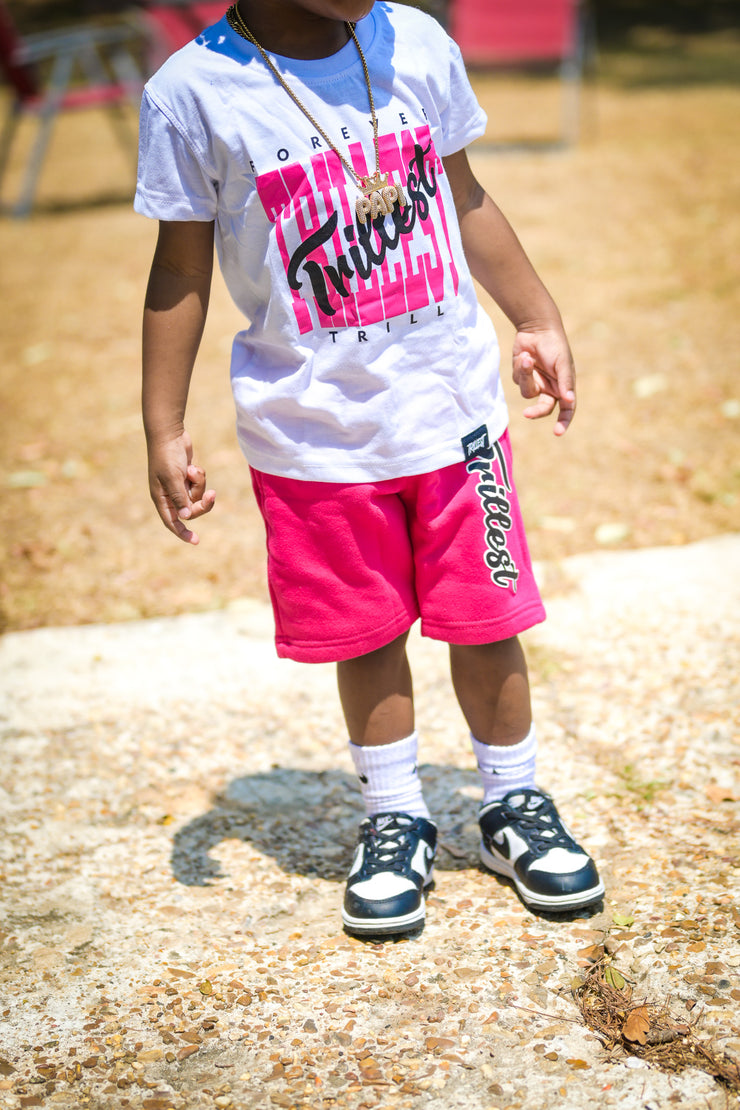 Cursive Trillest Lil' Kids Tee - White/Hot Pink