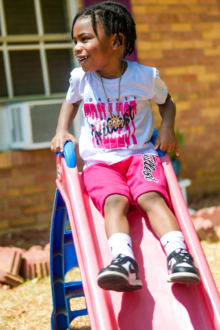 Cursive Trillest Lil' Kids Tee - White/Hot Pink