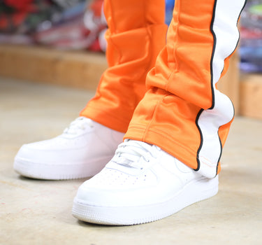 Trillest Stacked Track Pants - Orange/White