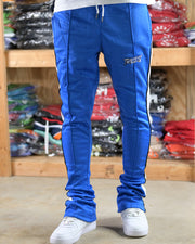 Trillest Stacked Track Pants - Royal/White