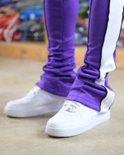 Trillest Stacked Track Pants - Purple/White