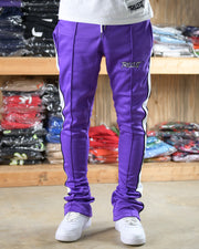 Trillest Stacked Track Pants - Purple/White