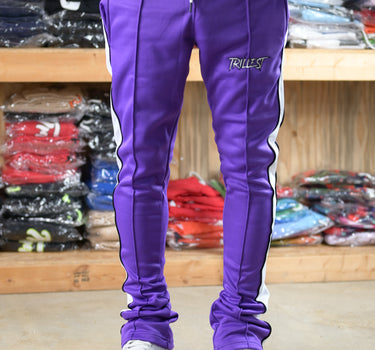 Trillest Stacked Track Pants - Purple/White