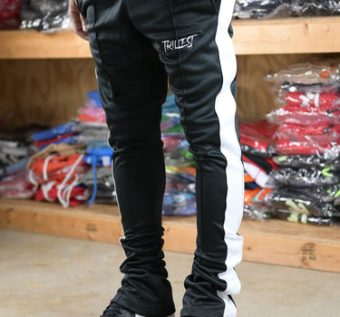 Trillest Stacked Track Pants - Black/White